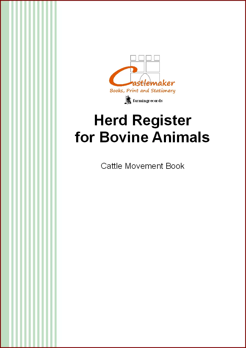 Herd Register for Bovine Animals (Animal Movement Book)