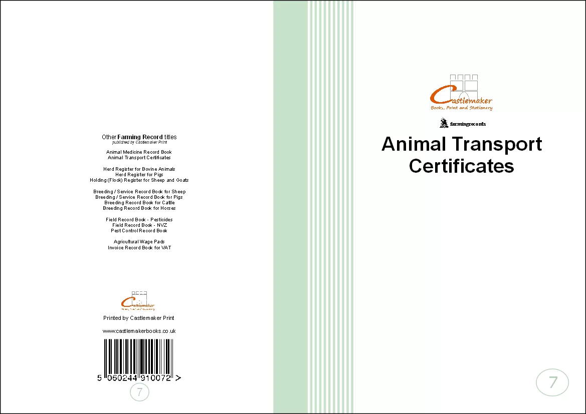 Animal Transport (Certificate) Book