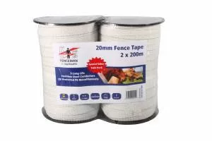 Fenceman Tape Twin Pack White 20mm 200m Pack of 2